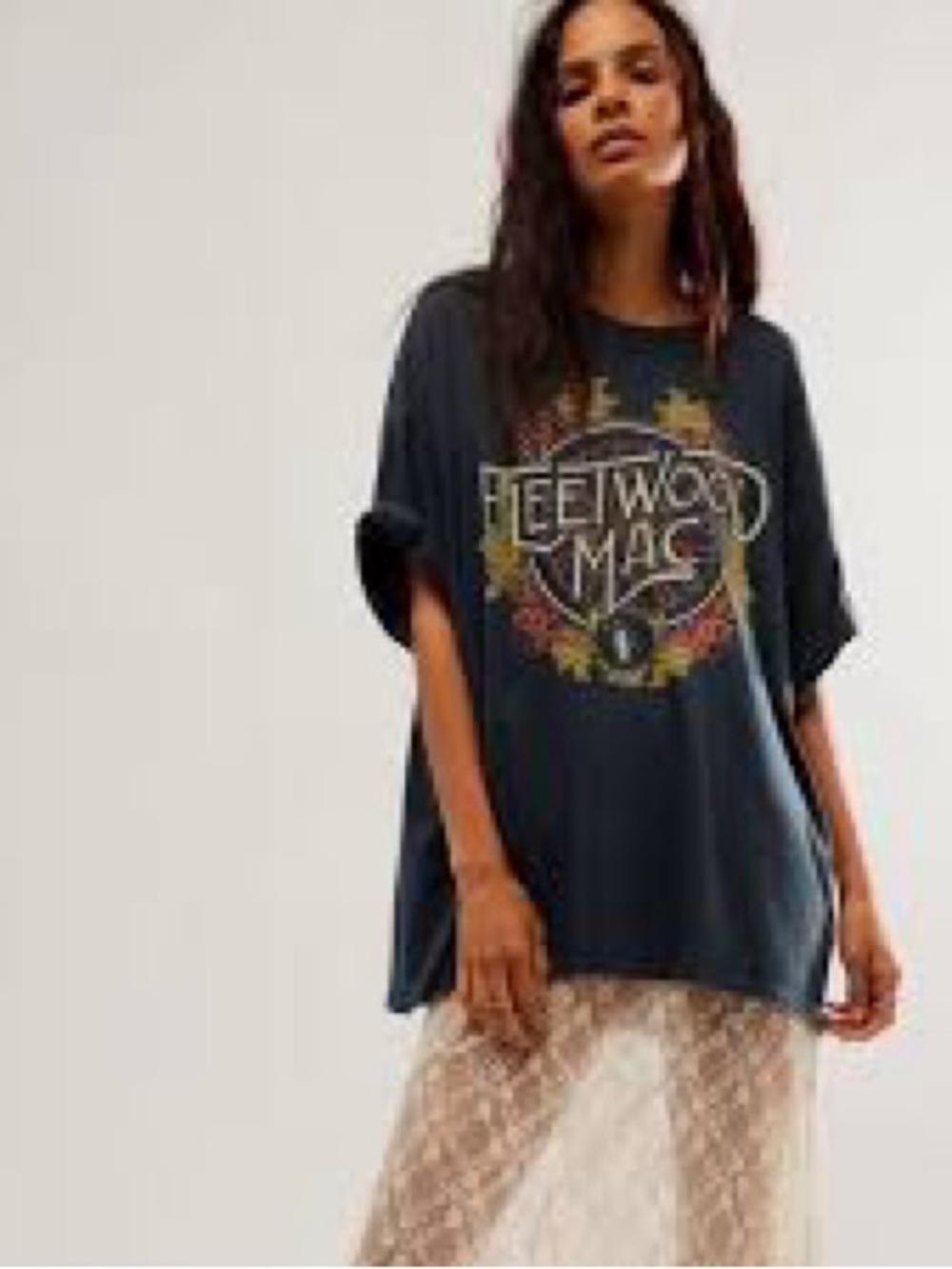DAYDREAMER Fleetwood Mac Flower Crest One Size Tee NWT Stevie Nicks Boho